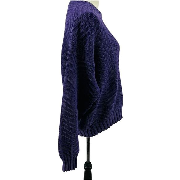 90s L.L. Bean Purple Cotton Chevron Knit Sweater Womens Xlarge - Picture 5 of 8